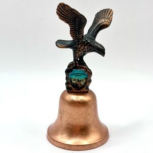 Vintage Brass Bell Bald Eagle Mountain Rushmore Memorial 3.75”